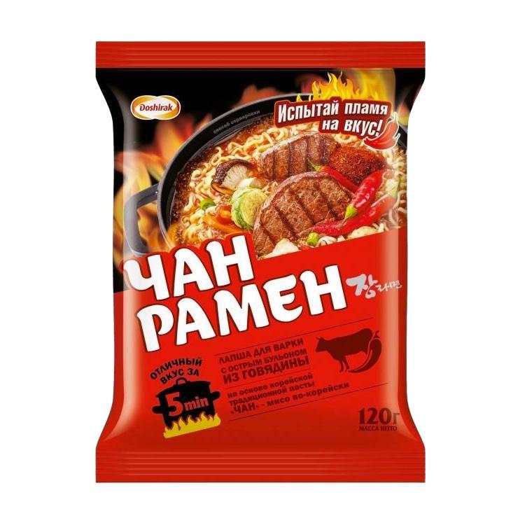 Лапша быстрого приготовления Доширак чан рамён острая говядина 120 гр., флоу-пак