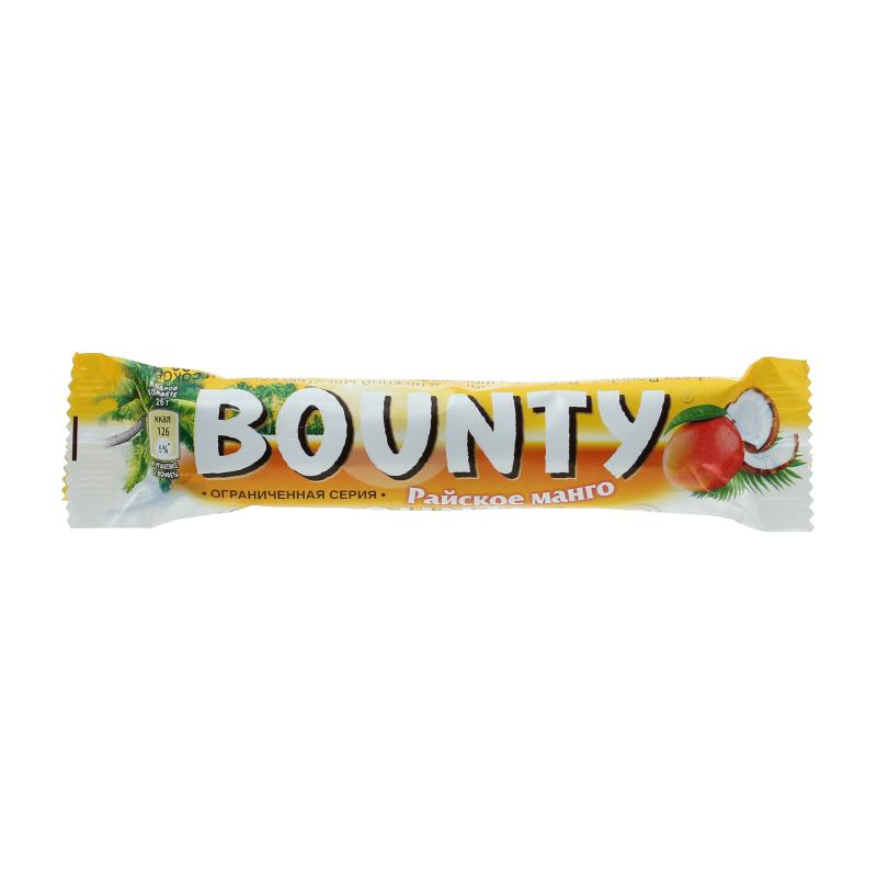 Шоколадный батончик Bounty райское манго шоколадный 52 гр., флоу-пак