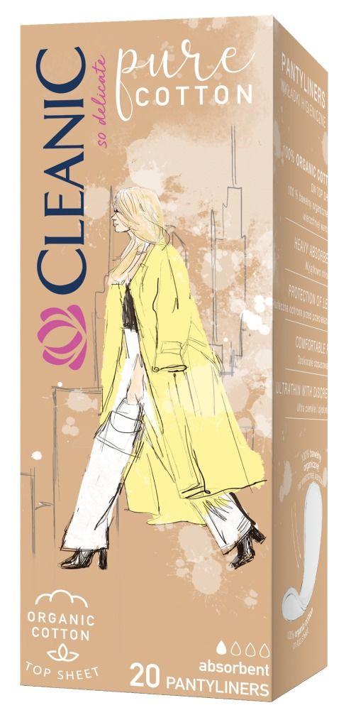 Прокладки гигиенические CLEANIC Pure Cotton ежедневные 20 шт., картон