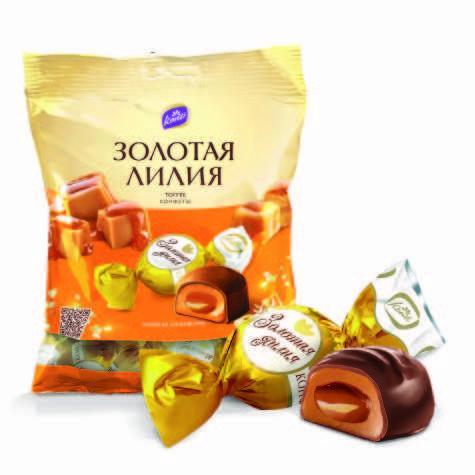 Конфеты Konti на основе тоффи, Золотая лилия,  1 кг., флоу-пак