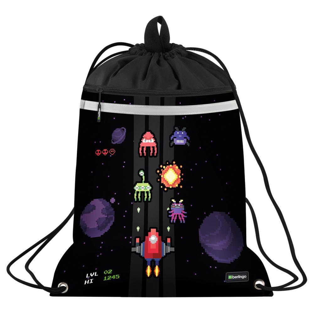 Мешок для обуви Berlingo Space Battle 360х460 мм 1 отделение вентиляционная сеточка светоотражающая лента карман на молнии, пакет