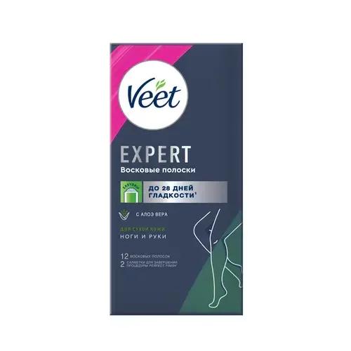 Восковые полоски Veet Expert для сухой кожи 12 шт., картон