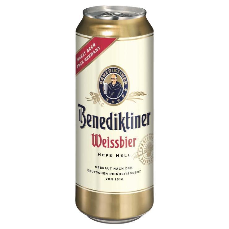 Пиво Benediktiner Weissbier Hefe hell 5,4% Германия 500 мл., ж/б