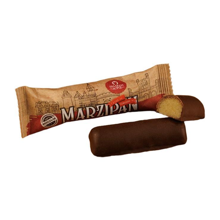 Марципановый батончик ШААКЕН ДОРФ в темном шоколаде с вишней 50 гр., флоу-пак