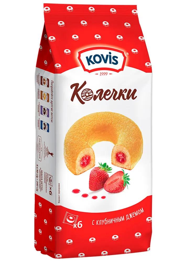 Печенье с клубничным джемом Kovis Колечки, Kovis, 240 гр., флоу-пак