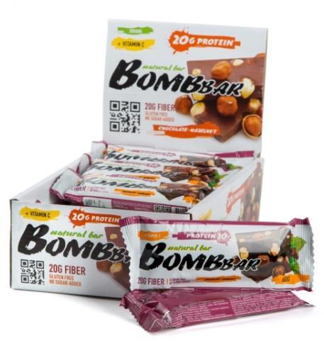Батончик протеиновый Bombbar шоколад-фундук 60 гр., флоу-пак