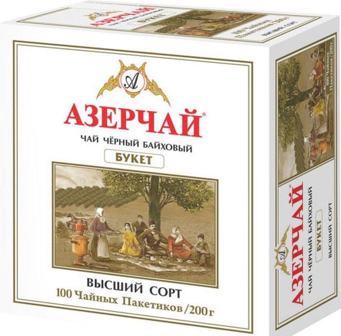 Чай Азерчай Букет черный, 100 пакетиков, 200 гр., картон