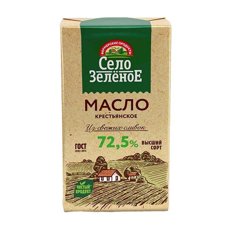 Масло сливочное Село Зелёное крестьянское 72,5% 175 гр., обертка