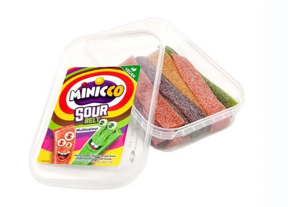 Мармелад MINICCO Sour Belt Multicolour кислый лента Микс вкусов 200 гр., флоу-пак