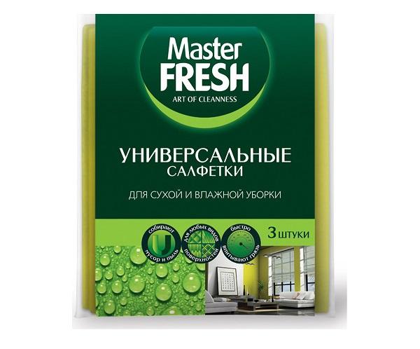 Салфетки универсальные для уборки вискоза 3 шт., Master fresh бумага