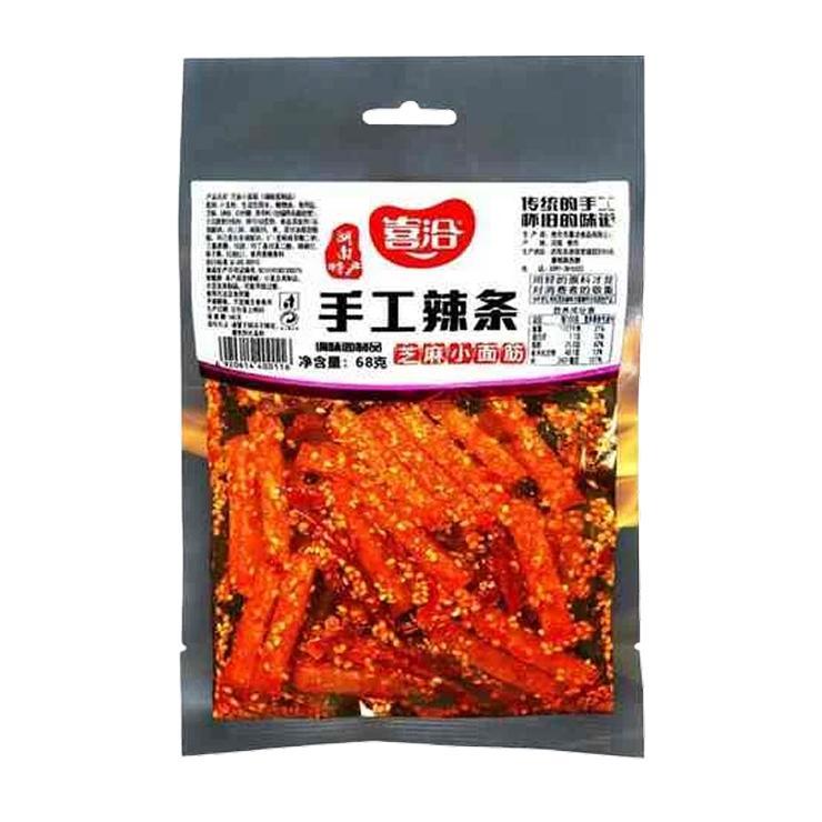 Мясо соевое XI QIA острые ломтики ручной работы с кунжутом 68 гр., дой-пак