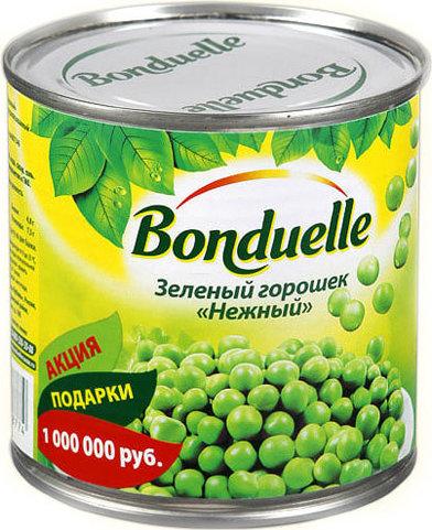 Горошек Bonduelle зеленый Нежный 400 гр., ж/б
