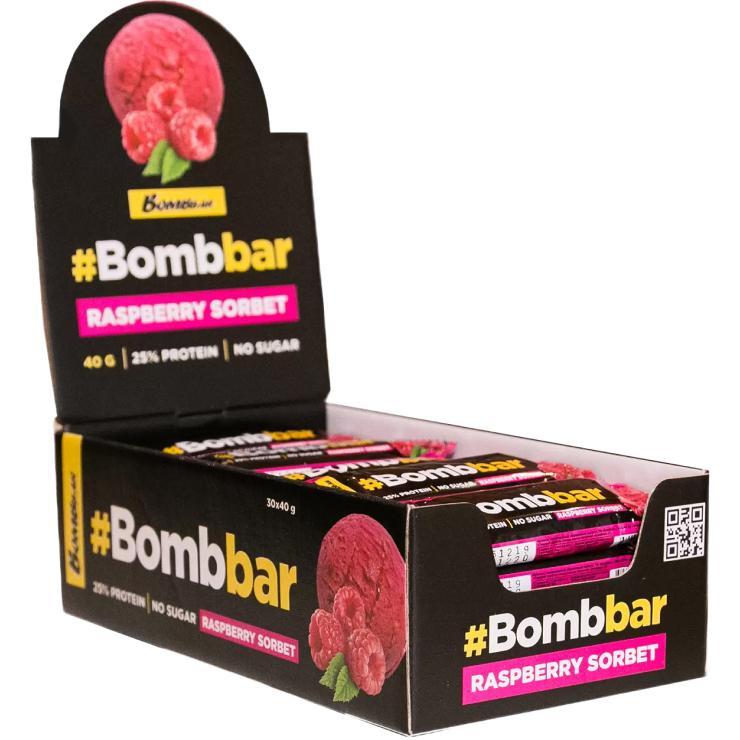Батончик протеиновый малиновый сорбет Bombbar, 40 гр., флоу-пак