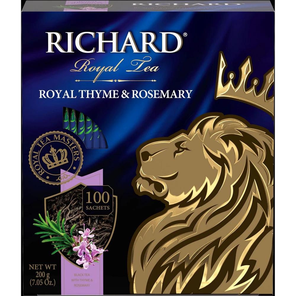 Чай Richard, Royal Thyme & Rosemary, с чабрецом и розмарином черный пакетированный, 200 гр., картон