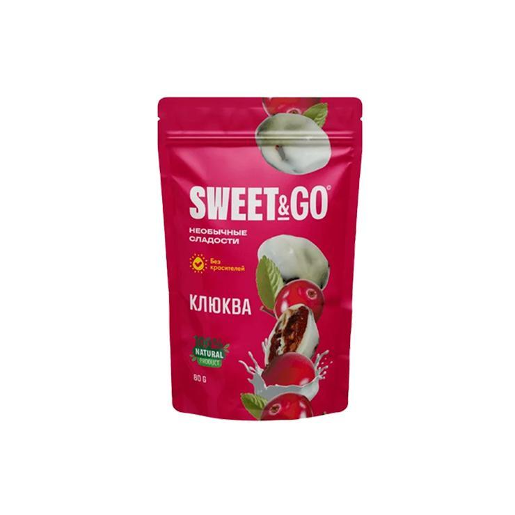 Конфеты SWEET&GO клюква в белой глазури 80 гр., дой-пак