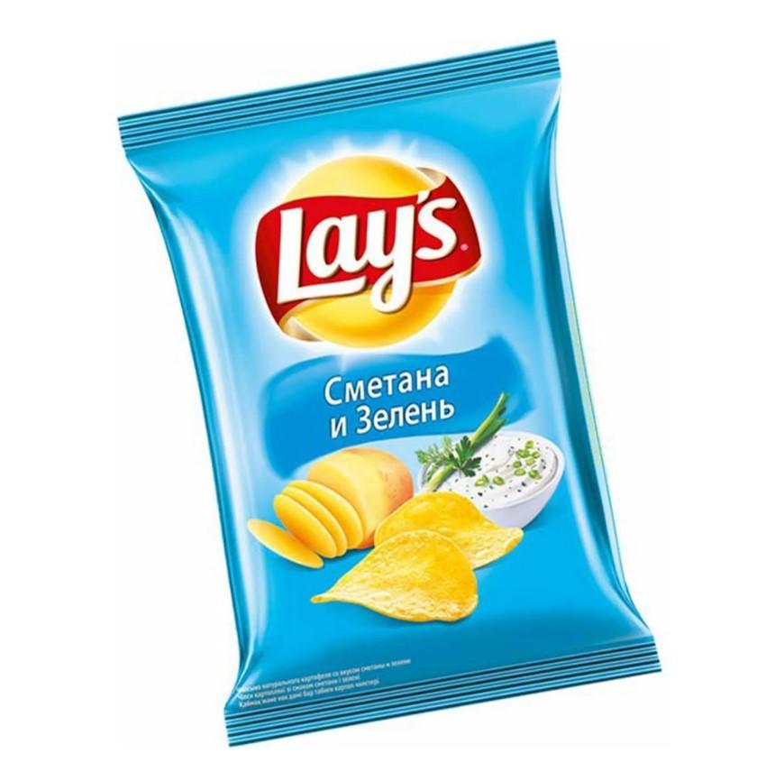 Чипсы картофельные Lay's сметана зелень 70 гр., флоу-пак