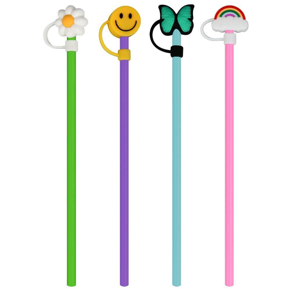 Трубочки для коктейля Мультидом с колпачком 4 штуки 23 см., пакет