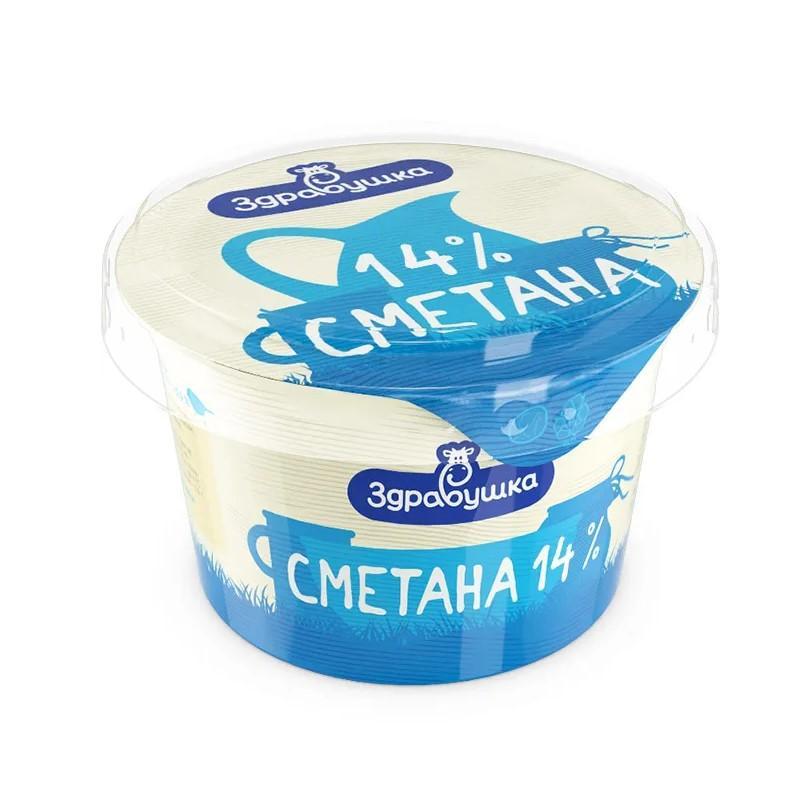 Сметана Здравушка 14% 180 гр., ПЭТ