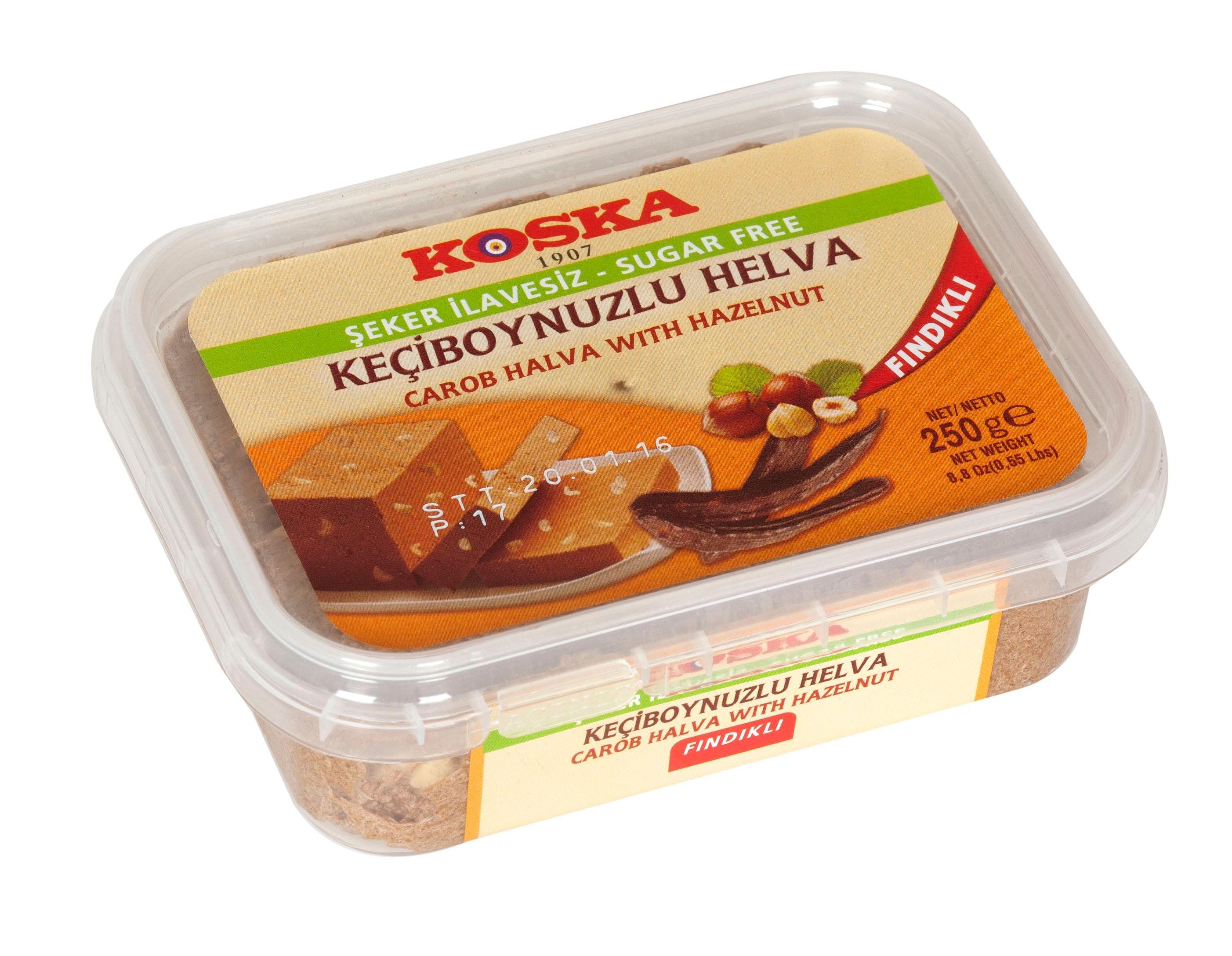 Халва KOSKA Кунжутная без сахара с фундуком 250 гр., ПЭТ