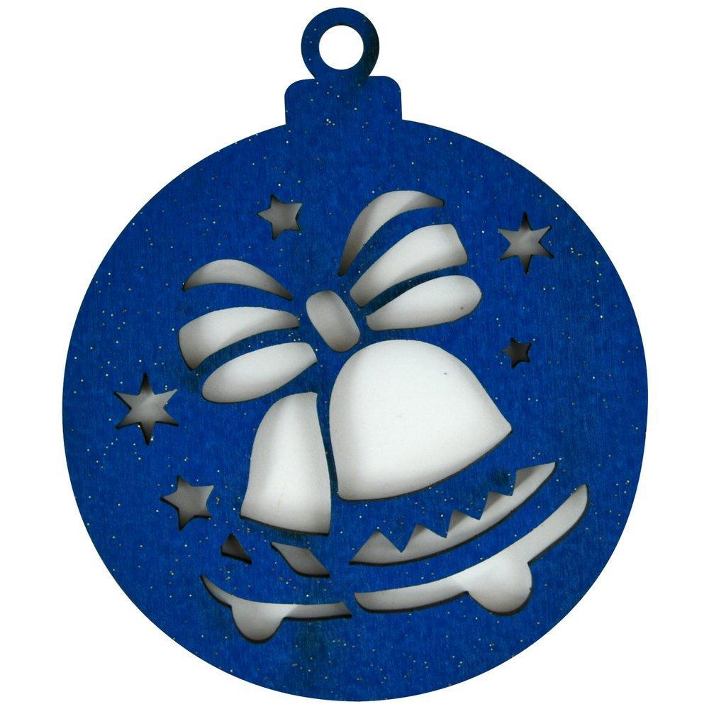 Ёлочные украшения Мультидом деревянные колокольчик синий 94 мм х 80 мм 6 шт., пакет