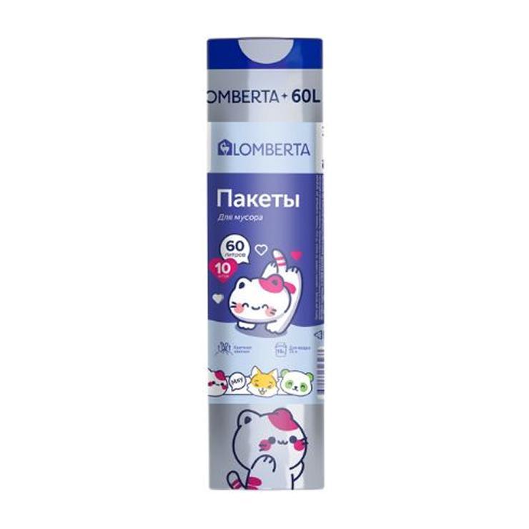 Пакеты для мусора LOMBERTA Animals с затяжкой 60 л. 10 шт., бумага