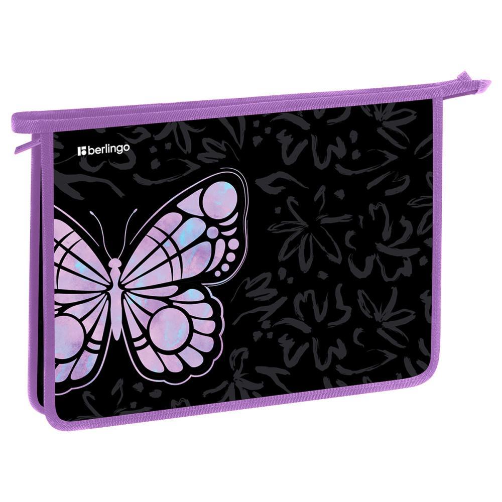 Папка для тетрадей Berlingo Butterfly Effect 340х245х40 мм А4 1 отделение на молнии пластик, пакет