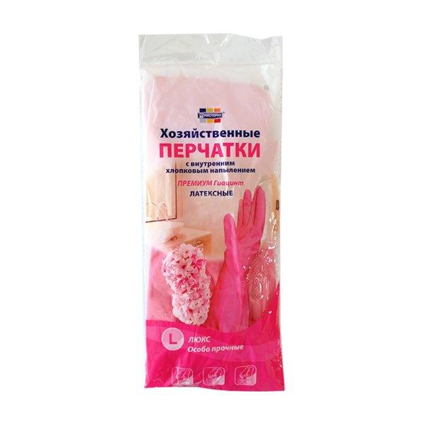 Перчатки хоз., латексные с хлопковым напылением каучук на хлопк. основе ...