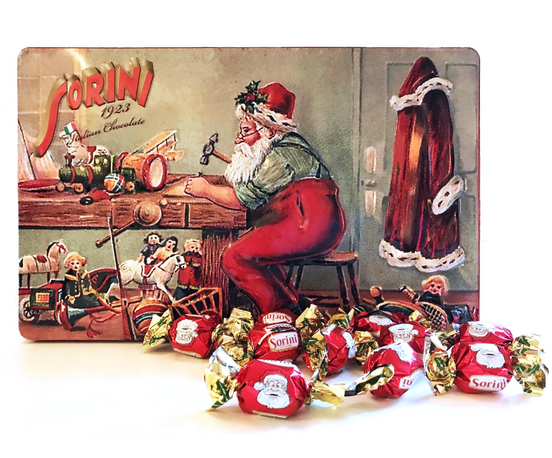 Конфеты Sorini santa&s lab из молочного шоколада c пралине и злаками 320 гр., ж/б