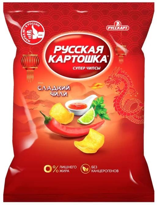 Чипсы картофельные Русская картошка Сладкий чили 105 гр., флоу-пак