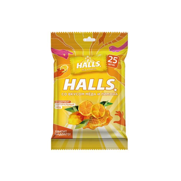 Леденцы Halls лимон мед 68 гр., флоу-пак