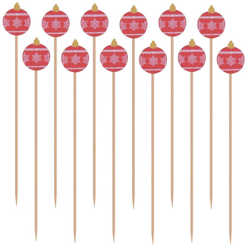 Шпажки для канапе Мультидом новогодние шары 24 штуки, пакет