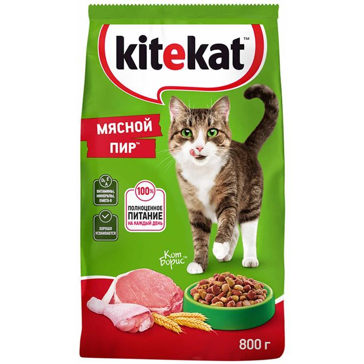Корм для кошек сухой Kitekat мясной пир 800 гр., флоу-пак