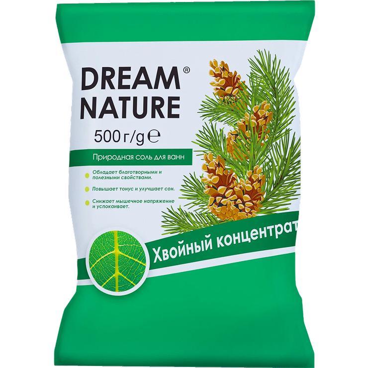 Соль для ванн Dream Nature хвойный концентрат цветная ароматизированная 500 гр., пакет