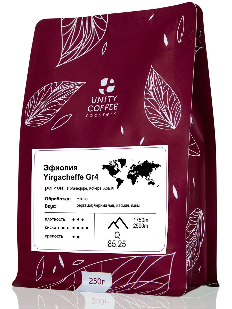 Кофе в зернах Unity Coffee Эфиопия Yirgacheffe, 250 гр., пластиковый пакет