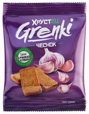 Гренки со вкусом чеснока Хрустец Grenki, 130 гр., флоу-пак