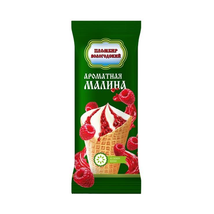 Мороженое пломбир Вологодский Пломбир ароматная малина 100 гр., флоу-пак