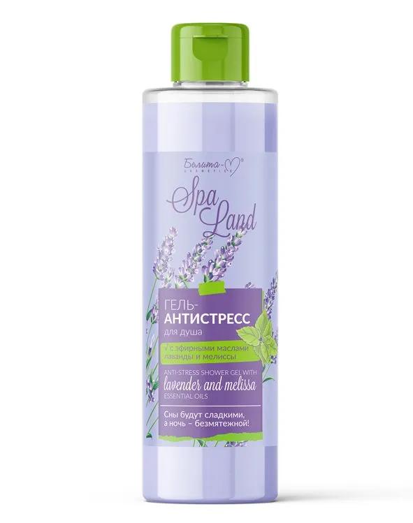 Гель-антистресс для душа Bielita spa land с эфирными маслами лаванды и мелисы 400 гр., ПЭТ