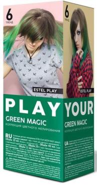 Краска для волос, коллекция цветного мелирования Estel, Play, Green magic, Тренд 6, 166 гр., картонная коробка