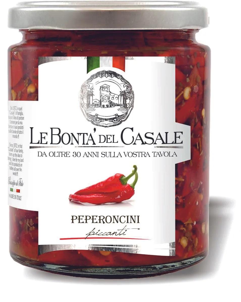 Перчики Le Bonta' Del Casale острые с оливками и травами 314 мл., стекло