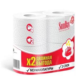 Туалетная бумага SunDay 2-х слоя 4 шт.
