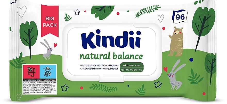 Влажные салфетки для ухода за детьми KINDII Natural Balance 96., пакет с клапаном