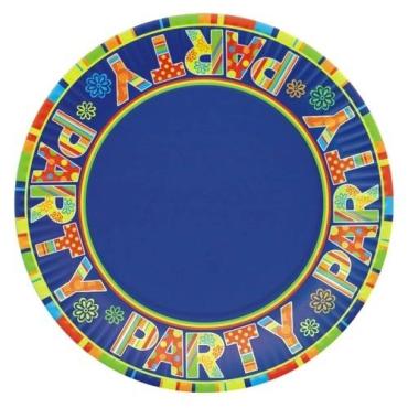 Тарелка одноразовая бумажная PapStar Party с дизайном картон d=230 мм., 140 гр.
