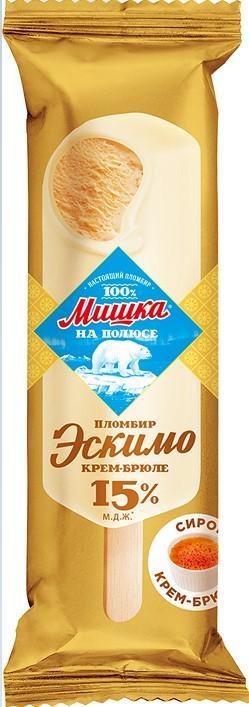 Мороженое Мишка на полюсе эскимо крем-брюле в белой глазури 65 гр., флоу-пак