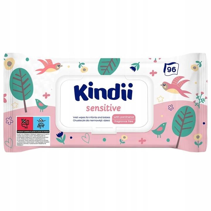 Влажные салфетки для ухода за детьми KINDII Sensitive 96 шт., пакет с клапаном