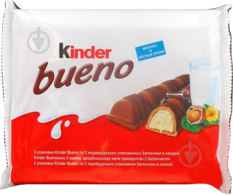 Батончик Kinder Bueno молоко и лесные орехи 129 гр., флоу-пак