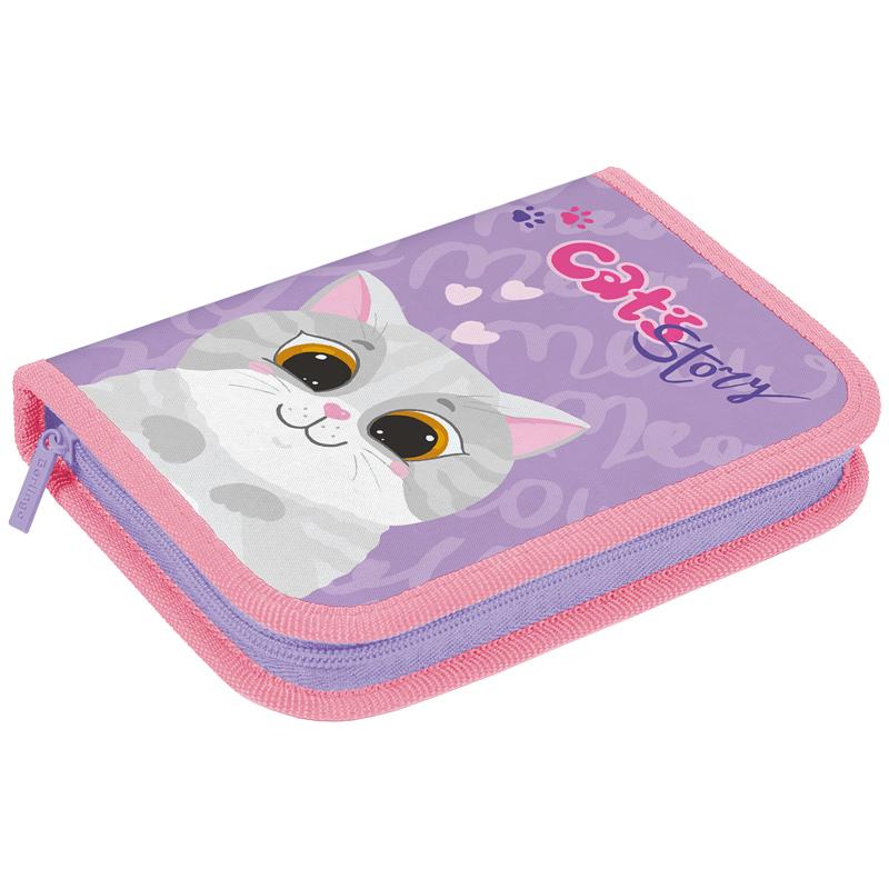 Пенал 1 отделение, 200*140*40 Berlingo Cute cat, 2 откидные секции, полиэстер