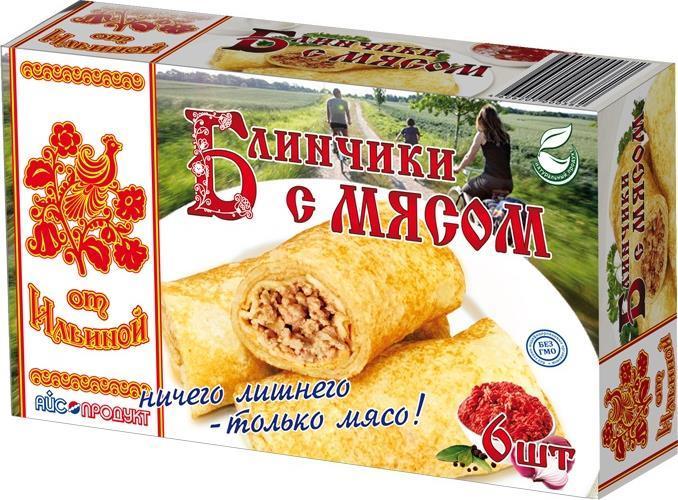 Блинчики От Ильиной С мясом замороженные, 450 гр., картон