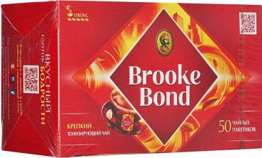 Чай крепкий тонизирующий 50 пакетиков Brooke Bond, 90 гр., картонная коробка