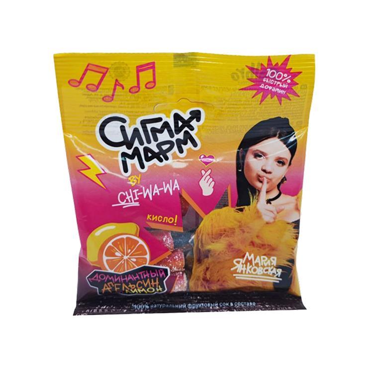 Мармелад жевательный Chi-wa-wa Сигмамарм апельсин и лимон кислый кусочки карандаш 50 гр., флоу-пак