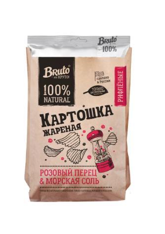 Чипсы картофельные Bruto Картошка Рифленая с розовым перцем 120 гр., крафт